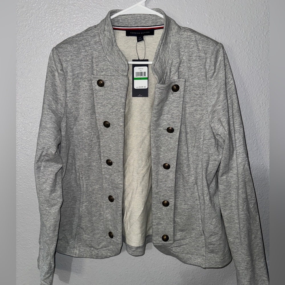 Tommy Hilfiger grey button-down coat new